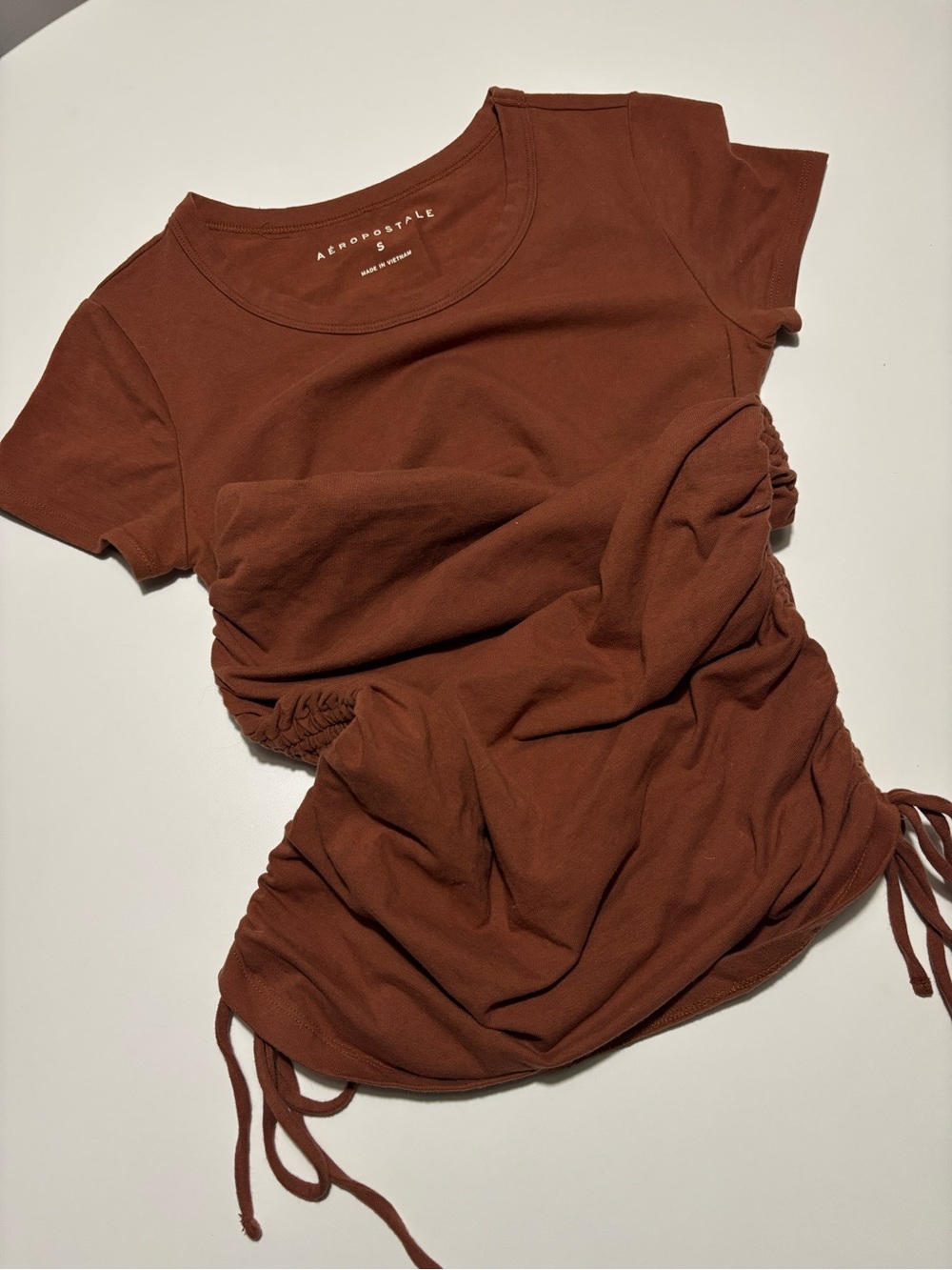 Aeropostale Brown Earth Tone Cotton Ruched Mini Dress